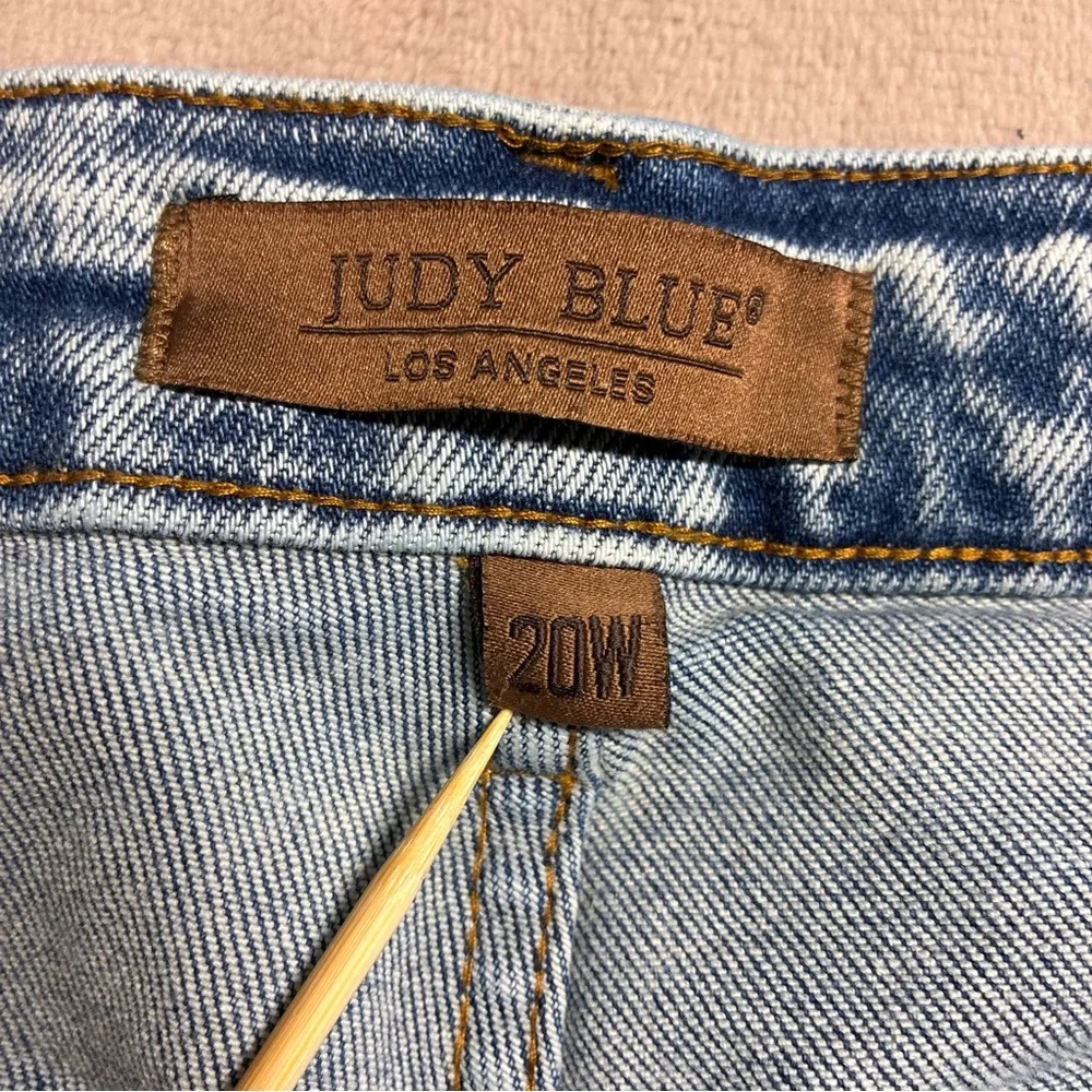 Judy Blue Acid Wash Wide Leg Jeans Raw Hem Retro Streetwear Women’s 20W Denim - Picture 4 of 11